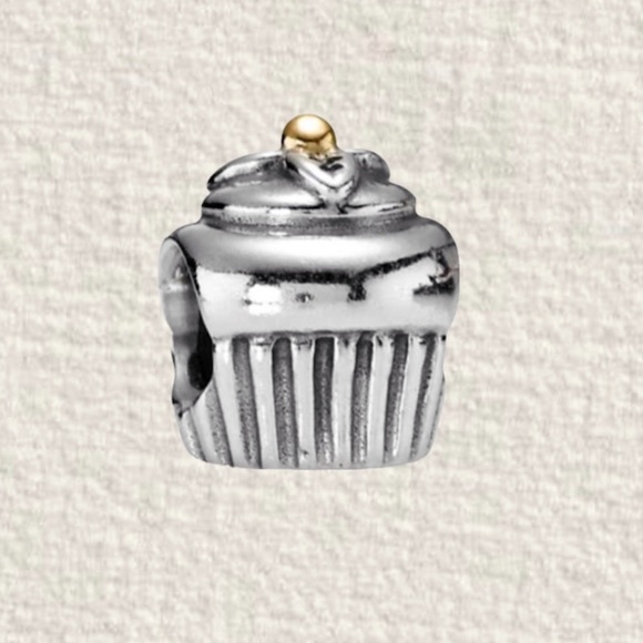 PANDORA Gold and Silver Cupcake Charm - Picture 1 of 3